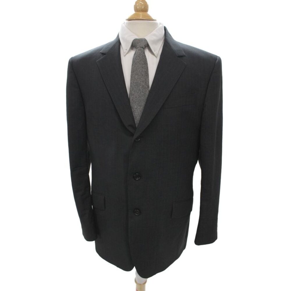 Burberry Mens 2 Piece Gray Virgin Wool Striped Suit Jacket Size L